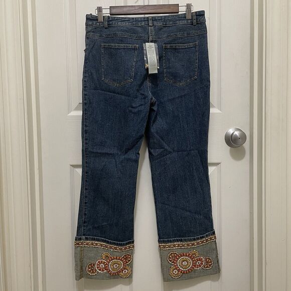 Vintage Cache Beaded Set Jeans Sz 8 Tank L NWT 90s Y2K Glam Denim Festival Rare - Picture 7 of 16